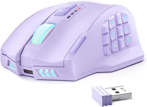 ماوس ألعاب UtechSmart Venus Pro RGB لاسلكي MMO، مستشعر بصري 16000 نقطة في البوصة، تقنية نقل 2.4 جيجا هرتز، تصميم مريح، إضاءة كروما RGB 16 ميجا، 16 زرًا قابلاً للبرمجة، حتى 70 ساعة in Kuwait