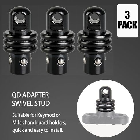 QD Sling Swivel Stud لتركيب حبال ذو نقطتين مع زر جميع المعادن باللون الأسود 3PCS in Saudi Arabia