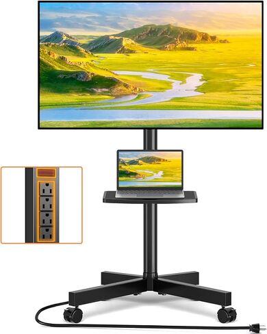 حامل تلفزيون TVON المحمول مع مخرج طاقة لأجهزة التلفاز مقاس 23-65 بوصة حتى 88 رطلاً in Kuwait