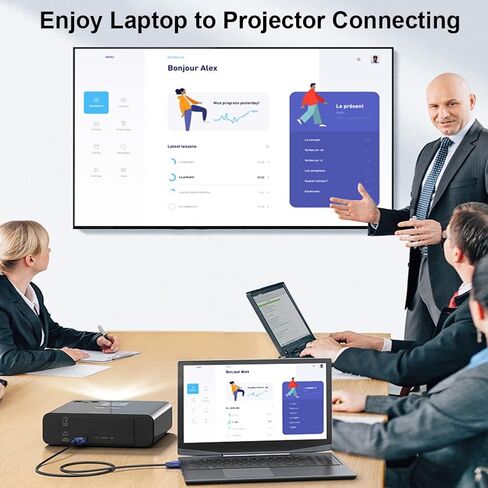 كابل VGA بطول 5 أقدام 5 حزم، ذكر VGA إلى VGA ذكر كابل محول الكمبيوتر HD15 1080P Full HD عالي الدقة لجهاز عرض الكمبيوتر التلفزيوني - أزرق in Kuwait