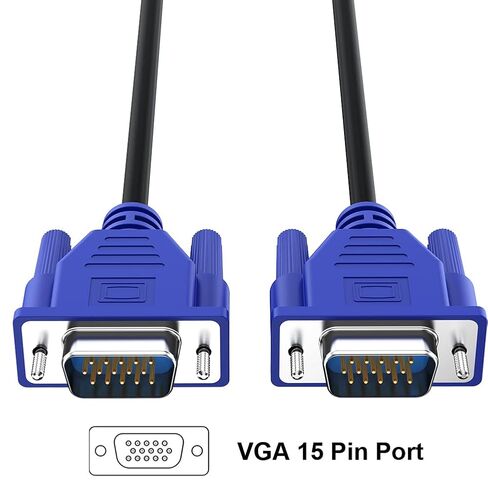 كابل VGA بطول 5 أقدام 5 حزم، ذكر VGA إلى VGA ذكر كابل محول الكمبيوتر HD15 1080P Full HD عالي الدقة لجهاز عرض الكمبيوتر التلفزيوني - أزرق in Kuwait