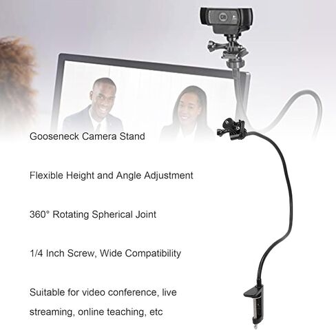 Tangxi Webcam Standfor Desk، حامل كاميرا مرن مع برغي قياسي 1/4 بوصة، حامل كاميرا يدور 360 درجة لـ C922 C930e C920S C920 C615 C960 C920X والأجهزة الأخرى (حامل تثبيت على شكل I) in Kuwait