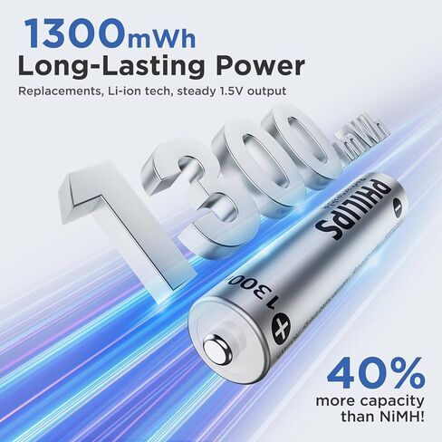 Philips AAA Lithium Rechargeable Batteries with Charger 8 Pack in Saudi Arabia