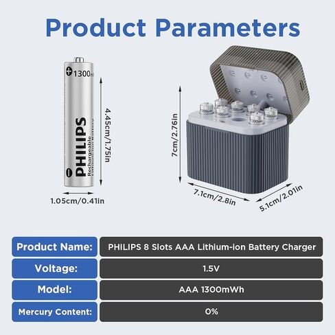 Philips AAA Lithium Rechargeable Batteries with Charger 8 Pack in Saudi Arabia