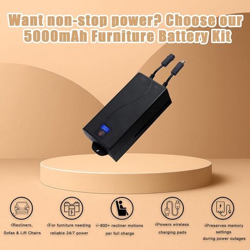 5000mAh Universal Battery Pack for Reclining Furniture, Rechargeable Wireless Power Supply Fits Furniture with 2-Pin Connection, Batteries for Electric Sofas, Couch, Power Recliner Chair in Saudi Arabia