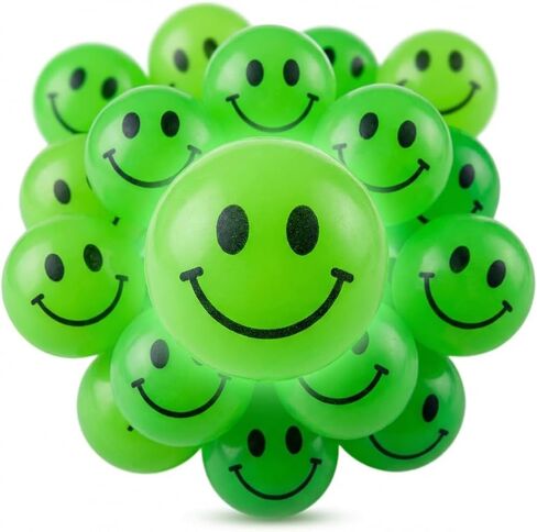 Bedwina Bulk Bouncy Balls Glow in The Dark - 144 Pcs (1inch / 27mm) Diameter, High Bouncing, Small Rubber Smile Face Bouncing Balls for Kids, Vending Machines, Party Favor in Saudi Arabia