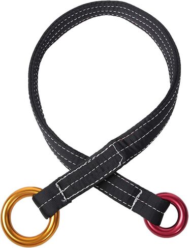 22KN Climbing Rope - Double-Woven Polyester Rescue Belt Tree Climbing Lanyard with 2 Anodized Rings for Arborists, Rappelling & Outdoor Work（26mm Width, 7.5mm Thickness） in Saudi Arabia