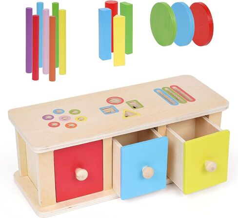 ألعاب مونتيسوري، ألعاب خشبية لفرز الألوان، صندوق دائم مع صناديق بأدراج، صندوق للعملات المعدنية، مكعب للأنشطة التعليمية، فارز الأشكال الحسية، لعبة تعليمية لألعاب مطابقة المحركات الدقيقة للأطفال الأولاد والبنات هدية in Kuwait