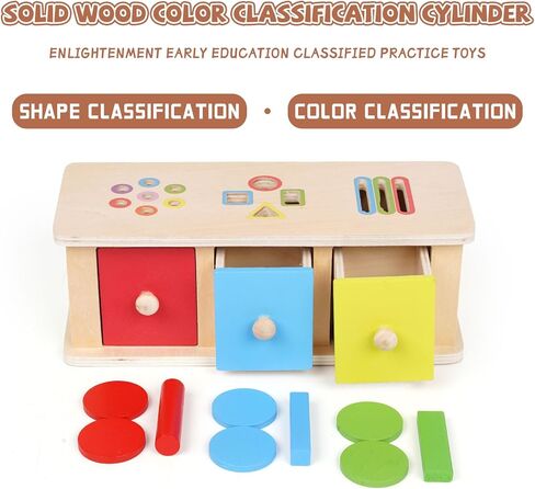 ألعاب مونتيسوري، ألعاب خشبية لفرز الألوان، صندوق دائم مع صناديق بأدراج، صندوق للعملات المعدنية، مكعب للأنشطة التعليمية، فارز الأشكال الحسية، لعبة تعليمية لألعاب مطابقة المحركات الدقيقة للأطفال الأولاد والبنات هدية in Kuwait