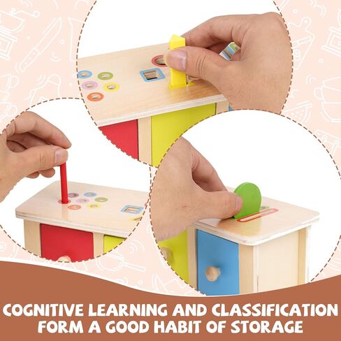 ألعاب مونتيسوري، ألعاب خشبية لفرز الألوان، صندوق دائم مع صناديق بأدراج، صندوق للعملات المعدنية، مكعب للأنشطة التعليمية، فارز الأشكال الحسية، لعبة تعليمية لألعاب مطابقة المحركات الدقيقة للأطفال الأولاد والبنات هدية in Kuwait