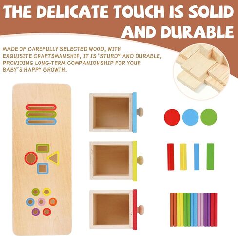 ألعاب مونتيسوري، ألعاب خشبية لفرز الألوان، صندوق دائم مع صناديق بأدراج، صندوق للعملات المعدنية، مكعب للأنشطة التعليمية، فارز الأشكال الحسية، لعبة تعليمية لألعاب مطابقة المحركات الدقيقة للأطفال الأولاد والبنات هدية in Kuwait