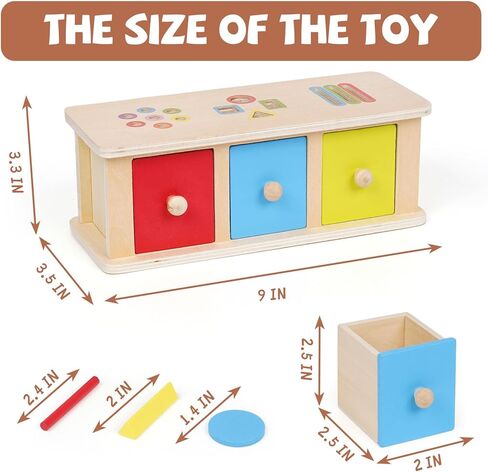 ألعاب مونتيسوري، ألعاب خشبية لفرز الألوان، صندوق دائم مع صناديق بأدراج، صندوق للعملات المعدنية، مكعب للأنشطة التعليمية، فارز الأشكال الحسية، لعبة تعليمية لألعاب مطابقة المحركات الدقيقة للأطفال الأولاد والبنات هدية in Kuwait