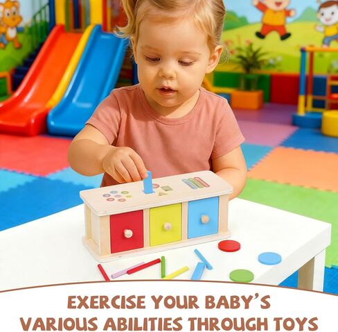 ألعاب مونتيسوري، ألعاب خشبية لفرز الألوان، صندوق دائم مع صناديق بأدراج، صندوق للعملات المعدنية، مكعب للأنشطة التعليمية، فارز الأشكال الحسية، لعبة تعليمية لألعاب مطابقة المحركات الدقيقة للأطفال الأولاد والبنات هدية in Kuwait