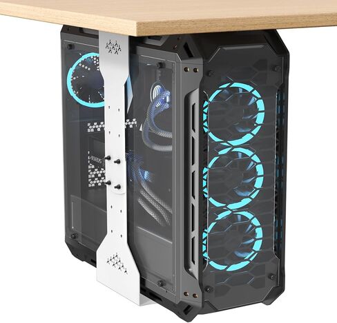 PUTORSEN حامل كمبيوتر تحت المكتب، حامل برج كمبيوتر قابل للتعديل بعرض 7.9-13.4 بوصة، يصل إلى 77 رطلاً، مع سجادات واقية، لحقيبة البرج المتوسطة/الصغيرة في المكتب والألعاب والمختبر والمنزل، أسود in Kuwait