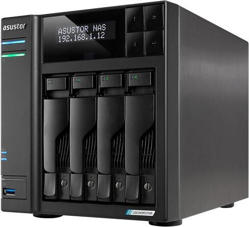 Asustor Lockerstor 4 Gen2+ AS6704T v2 4 Bay NAS Storage, Intel Quad-Core 2.0GHz CPU, Dual 5GbE Ports, 4GB RAM DDR4, 4 M.2 SSD Slots, HDMI, Network Attached Storage (Diskless) in Saudi Arabia