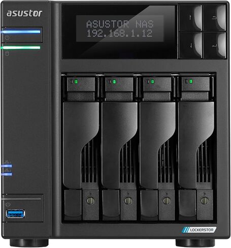 Asustor Lockerstor 4 Gen2+ AS6704T v2 4 Bay NAS Storage, Intel Quad-Core 2.0GHz CPU, Dual 5GbE Ports, 4GB RAM DDR4, 4 M.2 SSD Slots, HDMI, Network Attached Storage (Diskless) in Saudi Arabia
