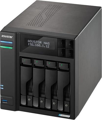 Asustor Lockerstor 4 Gen2+ AS6704T v2 4 Bay NAS Storage, Intel Quad-Core 2.0GHz CPU, Dual 5GbE Ports, 4GB RAM DDR4, 4 M.2 SSD Slots, HDMI, Network Attached Storage (Diskless) in Saudi Arabia