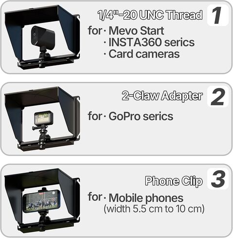 Cell Phone Fence Mount with Shade Game Recording Mounting Kit Compatible with iPhone, Mevo Start, Insta 360 and Other Action Cameras for Recording Baseball in Saudi Arabia