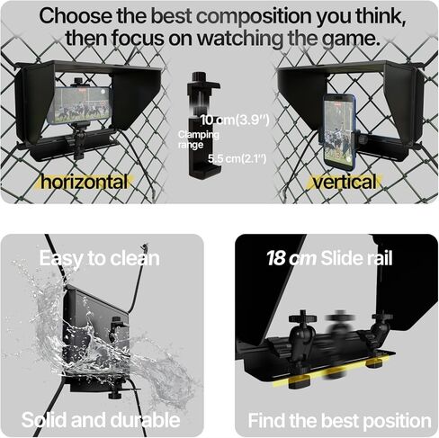 Cell Phone Fence Mount with Shade Game Recording Mounting Kit Compatible with iPhone, Mevo Start, Insta 360 and Other Action Cameras for Recording Baseball in Saudi Arabia