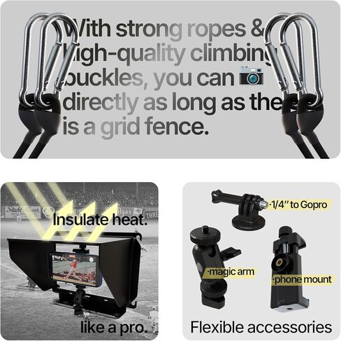 Cell Phone Fence Mount with Shade Game Recording Mounting Kit Compatible with iPhone, Mevo Start, Insta 360 and Other Action Cameras for Recording Baseball in Saudi Arabia