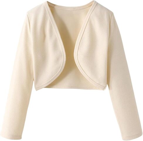 OYOANGLE Girl's Solid Cropped Cardigan Long Sleeve Regular Fit Shrug Jacket in Saudi Arabia