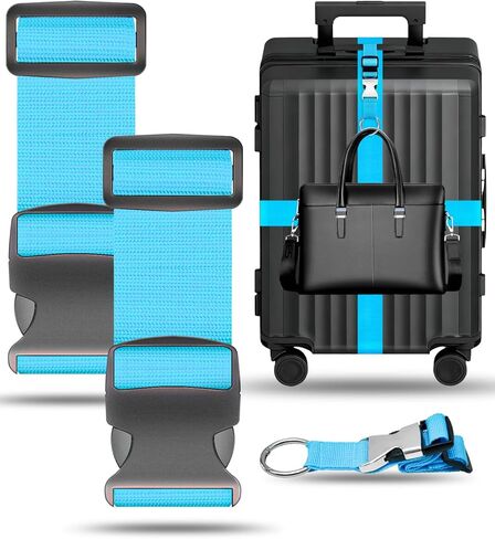 مجموعة الأشرطة الأمتعة Bilione 3pcs - 2 أحزمة حقيبة 70 '' 'و 1 أضف حزام حقيبة ، حزام سفر نايلون قابل للتعديل معتمد TSA in Saudi Arabia