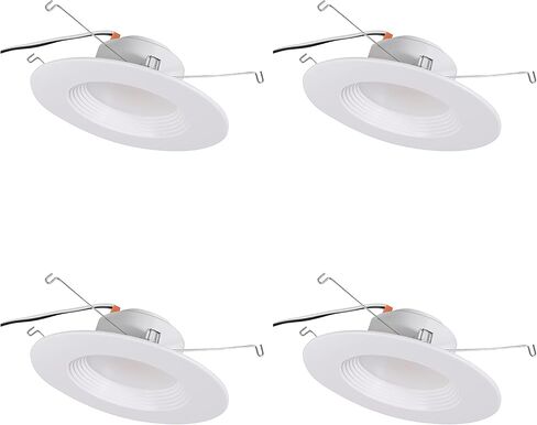 Sylvania 5 " / 6" LED LED REACROUSE LIGHTING مع TRIM ، 10.5W = 75W ، قابلة للذوبان ، 900 لومن ، 3000K أبيض ، نجم رطب / UL / ENERGY - 4 حزمة (62025) in Kuwait