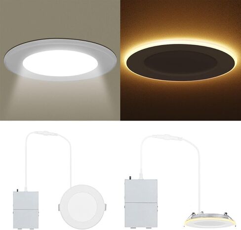 Sylvania 5 " / 6" LED LED REACROUSE LIGHTING مع TRIM ، 10.5W = 75W ، قابلة للذوبان ، 900 لومن ، 3000K أبيض ، نجم رطب / UL / ENERGY - 4 حزمة (62025) in Kuwait