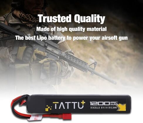 TATTU 11.1V LiPo Airsoft Stick Battery with T Connector,3S 1200mAh 25C Battery Pack for Airsoft Gun in Saudi Arabia