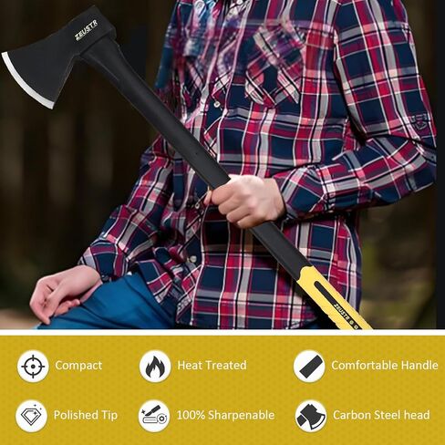 فأس تخييم طويل 91.44 سم، شفرة فولاذية مزورة مع مقبض ممتص للصدمات، فتحة خارجية للتخييم والمطبخ، تقطيع الخشب والتلطيف in Kuwait