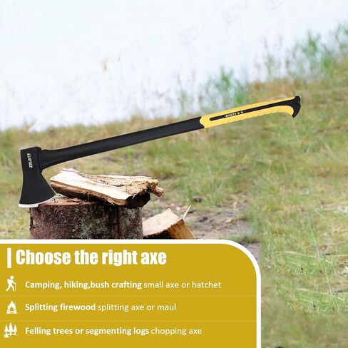 فأس تخييم طويل 91.44 سم، شفرة فولاذية مزورة مع مقبض ممتص للصدمات، فتحة خارجية للتخييم والمطبخ، تقطيع الخشب والتلطيف in Kuwait