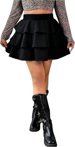 WDIRARA Toddler Girl's Elastic Waist Layered Ruffle Skirt Swing A Line Short Skirts in Saudi Arabia