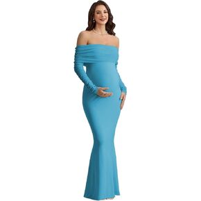 فستان حمل من الساتان بدون أكتاف لفساتين استحمام الأطفال بأكمام طويلة وحورية البحر in Kuwait