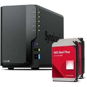 Synology DS225+ 2-Bay Diskstation NAS (Intel Celeron J4125 Quad-Core, 2 GB Non-ECC DDR4 SODIMM 1 x 2,5 GbE und 1 x 1 GbE RJ-45 LAN-Port) 8TB Bundle with 2X 4TB WD Red Plus in Kuwait