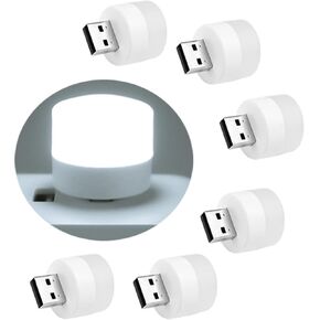 USB Night Light, LED Mini Light Bulb, Plug in Night Light, Small Night Lights, Warm White, USB Light Bulb for Bedroom, Bathroom, Hallway, Nursery, Kitchen, Car Tiny Light 6PS (6 White) in Saudi Arabia