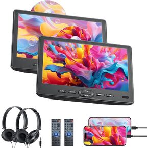 10.6" Car DVD Player- FELEMAN Dual Portable DVD Player for Car with Suction-Type Disc in, Headrest DVD Player Play a Same or Two Different Movies, Support 1080P Video,USB,HDMI IN,AV In/Out, All Region in Kuwait