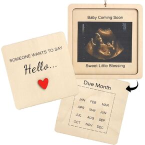صندوق إعلان الحمل على شكل صدفي للأجداد مع لافتة - هدية قادمة قريبًا، تحمل صورة بالموجات فوق الصوتية 3x4، تذكار يكشف عن المفاجأة للآباء in Kuwait