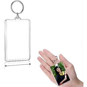 Transparent Acrylic Photo Keychain Frame, Double Sided, Rectangle for Personalized Keychains in Saudi Arabia