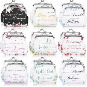 9 Pcs Christian Coin Purse Bulk for Women Bible Verse Religious Kiss Lock Change Purses Inspirational Vintage Mini Cute Travel Pouches Wallet Bag for Ladies Mother Teacher Church Gifts in Kuwait
