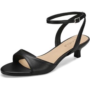 Women's Sandals Kitten Heels Low Strappy Heels Open Toe Ankle Strap Sandals for Women Party Wedding Dress Shoes in Kuwait