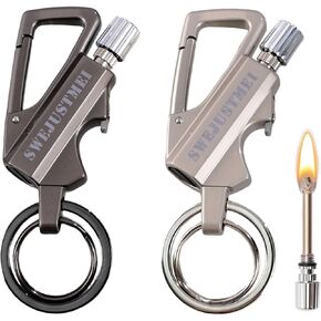 2Pcs Permanent Match Infinity Lighter with Multitool Keychain Bottle Opener, Reusable Waterproof Match Strike Anywhere, Forever Flint Fire Starter for Outdoor Survival for Men, Women（Silver + Black） in Saudi Arabia