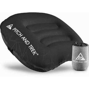Pitch and Trek Camping Pillow with Removable Cover, Ultralight Portable Compact Inflatable Pillow for Neck Lumbar Support, Compressible Pillow for Hiking, Beach, Hammock, and Backpacking Gear in Saudi Arabia