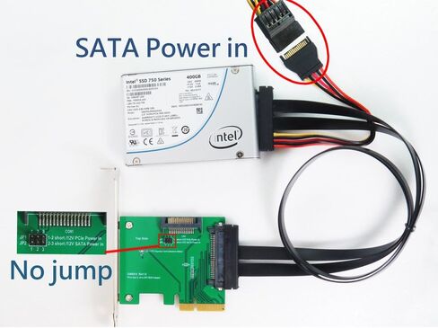 PCIe x 4 إلى SFF-8639 U.2 ذكر مع محول طاقة SATA - متوافق مع مواصفات NVMe Express 1.2A وSFF-8639 Rev 2.0 - موصلات مدمجة وطاقة IC. in Kuwait