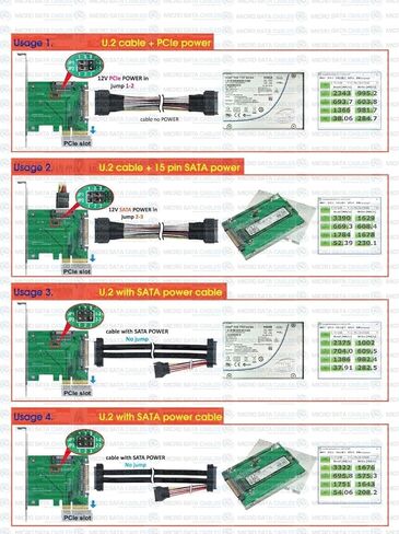 PCIe x 4 إلى SFF-8639 U.2 ذكر مع محول طاقة SATA - متوافق مع مواصفات NVMe Express 1.2A وSFF-8639 Rev 2.0 - موصلات مدمجة وطاقة IC. in Kuwait