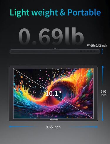 شاشة FEELWORLD D10 المحمولة التي تعمل باللمس، 10.1 بوصة FHD 1080P HDMI USB-C شاشة خارجية ثانية للكمبيوتر المحمول، سطح المكتب، ماك بوك، الهواتف، الكمبيوتر اللوحي، PS5/4، إكس بوكس، سويتش، شاشة راسبيري بي مع مكبر صوت مزدوج in Kuwait