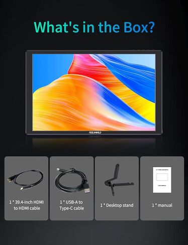 شاشة FEELWORLD D10 المحمولة التي تعمل باللمس، 10.1 بوصة FHD 1080P HDMI USB-C شاشة خارجية ثانية للكمبيوتر المحمول، سطح المكتب، ماك بوك، الهواتف، الكمبيوتر اللوحي، PS5/4، إكس بوكس، سويتش، شاشة راسبيري بي مع مكبر صوت مزدوج in Kuwait