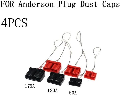 4PCS For Anderson Connector Dust Cover For 50A 120A 175A Battery Power/Connectors, 2P Pole, 600V, Flame Retardant PVC Terminal Protection(120A-red) in Saudi Arabia