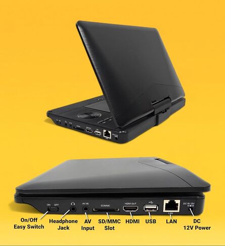 مشغل بلو راي محمول من بروسكان مقاس 11.4 بوصة مع منفذ HDMI وفتحة بطاقة SD/MMC ومنفذ USB ومنفذ إيثرنت وجهاز تحكم عن بعد وتشغيل الأقراص المضغوطة وأقراص DVD ووسائط Blu-ray لاستخدام السيارة أو السفر - PDVD1187 (متجدد) in Kuwait