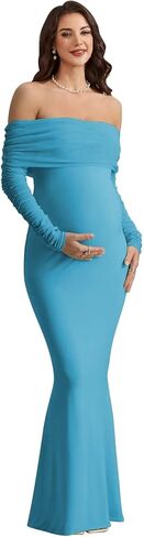 فستان حمل من الساتان بدون أكتاف لفساتين استحمام الأطفال بأكمام طويلة وحورية البحر in Kuwait