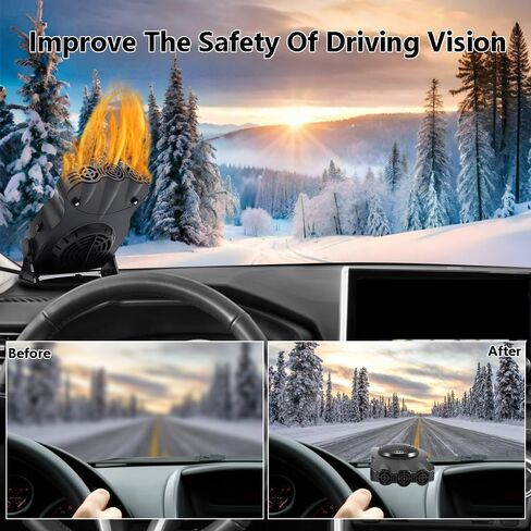 Car Heater,12V 150W Portable Windshield Defroster Demister with Heating/Cooling Fan and Plug in Cigarette Lighter Fast Heating Defrost Defogger for All Kinds of Cars in Saudi Arabia